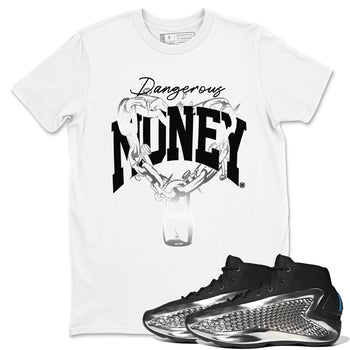 AE 1 Silver Metallic shirts to match jordans Dangerous Money graphic tees AE 1 Silver Metallic t shirts to match sneakers SNRT Sneaker Tees unisex cotton White 1 shirts