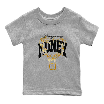 Air Jordan 1 High OG Black Metallic Gold shirts to match jordans Dangerous Money sneaker match tees Jordan 1 Black Metallic Gold SNRT Sneaker Tees streetwear brand Baby and Youth Heather Grey 2 cotton tee
