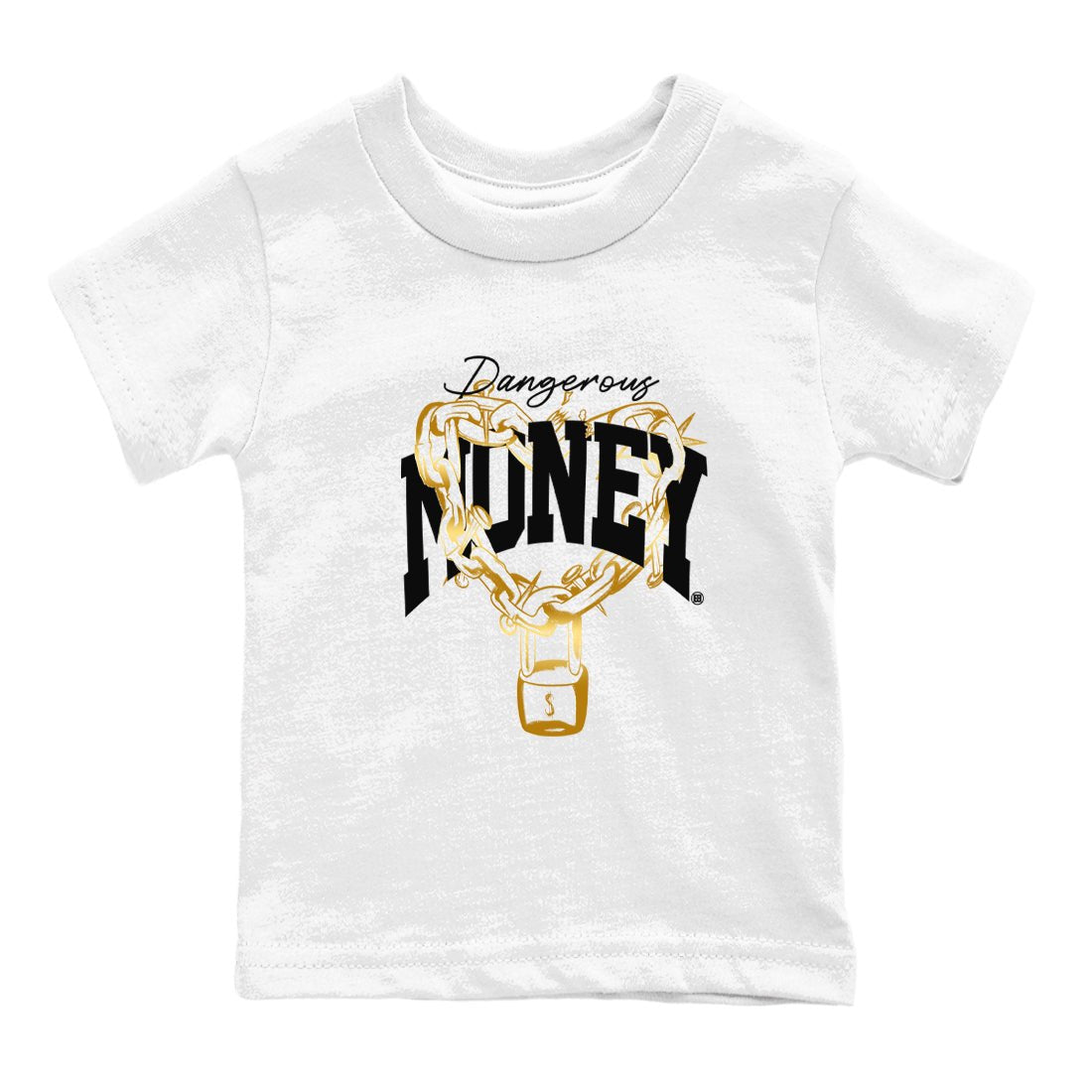 Air Jordan 1 High OG Black Metallic Gold shirts to match jordans Dangerous Money sneaker match tees Jordan 1 Black Metallic Gold SNRT Sneaker Tees streetwear brand Baby and Youth White 2 cotton tee