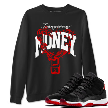 11s Bred Velvet shirts to match jordans Dangerous Money sneaker match tees Air Jordan 11 Bred Velvet match shoes to clothes SNRT Sneaker Tees unisex cotton Black 1 shirts