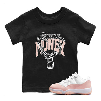 11s Legend Pink shirt to match jordans Dangerous Money sneaker tees Air Jordan 11 Legend Pink SNRT sneaker release tees baby toddler Black 1 cotton Shirt