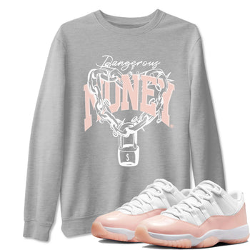 11s Legend Pink shirt to match jordans Dangerous Money sneaker tees Air Jordan 11 Legend Pink SNRT Sneaker Release Tees unisex cotton Heather Grey 1 crew neck shirt