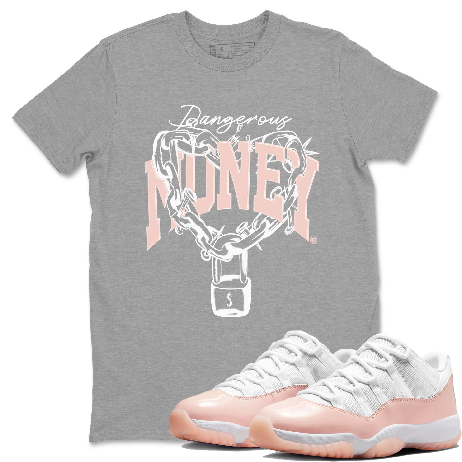 11s Legend Pink shirt to match jordans Dangerous Money sneaker tees Air Jordan 11 Legend Pink SNRT Sneaker Release Tees unisex cotton Heather Grey 1 crew neck shirt