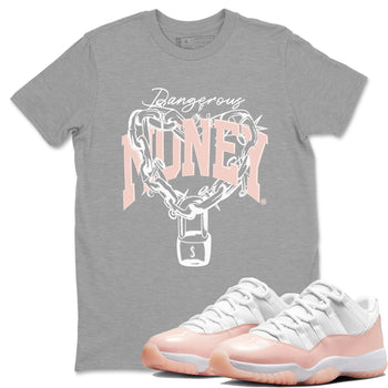 11s Legend Pink shirt to match jordans Dangerous Money sneaker tees Air Jordan 11 Legend Pink SNRT Sneaker Release Tees unisex cotton Heather Grey 1 crew neck shirt