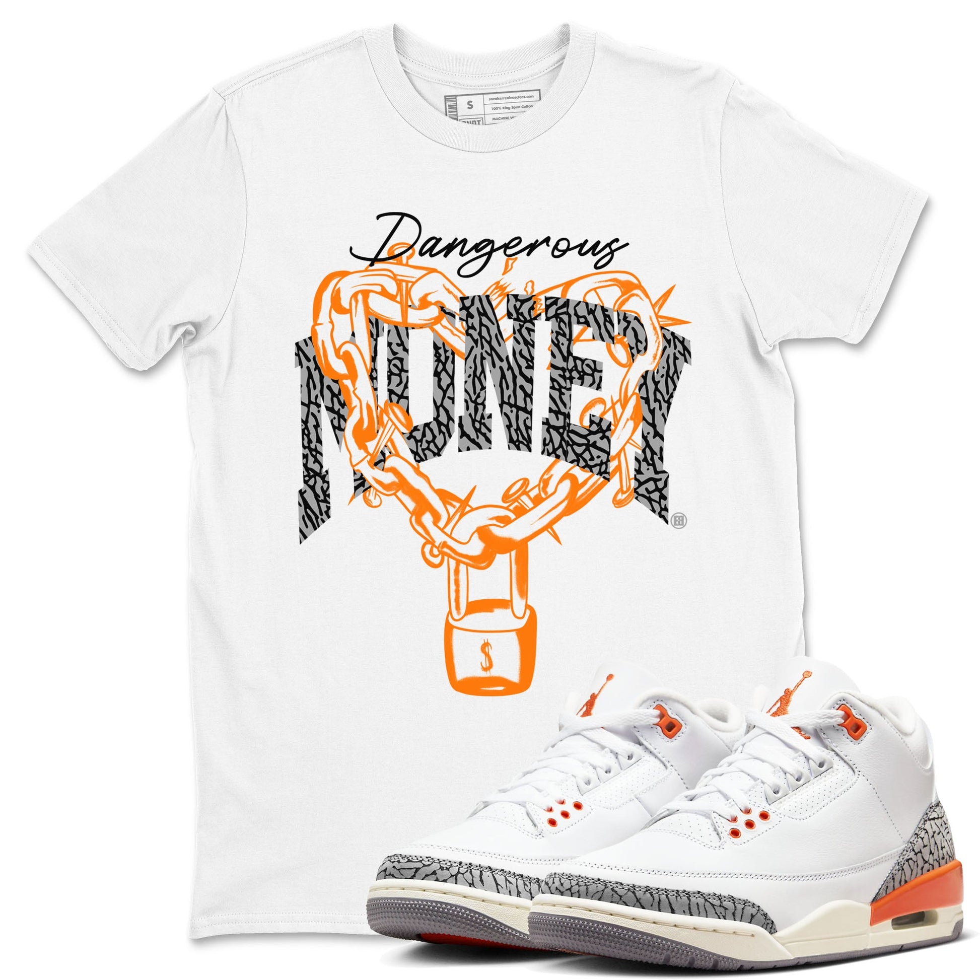 3s Georgia Peach shirt to match jordans Dangerous Money sneaker tees Air Jordan 3 Retro Georgia Peach SNRT Sneaker Release Tees unisex cotton White 1 crew neck shirt