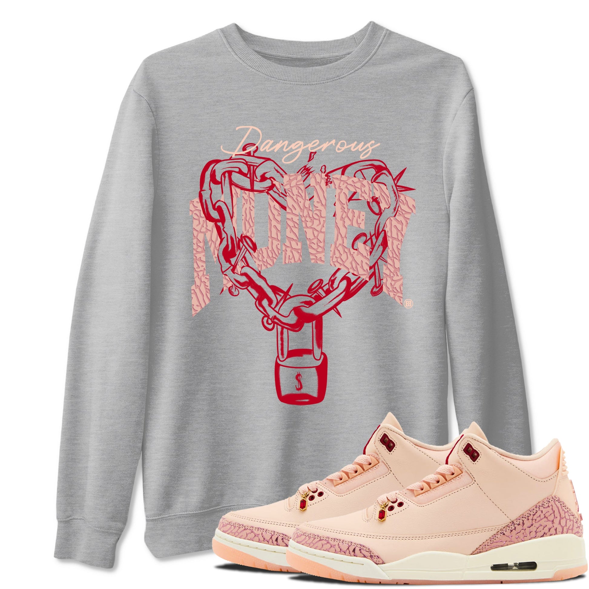 3s Valentines Day shirts to match jordans Dangerous Money best t shirts to wear with jordans Air Jordan 3 Valentines Day match shoes to clothes SNRT Sneaker Tees unisex cotton Heather Grey 1 shirts