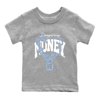 4s Forget Me Not shirts to match jordans Dangerous Money graphic tees Air Jordan 4 Forget Me Not match shoes to clothes SNRT Sneaker Tees Youth Baby Heather Grey 2 tee