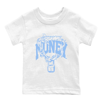 4s Forget Me Not shirts to match jordans Dangerous Money graphic tees Air Jordan 4 Forget Me Not match shoes to clothes SNRT Sneaker Tees Youth Baby White 2 tee