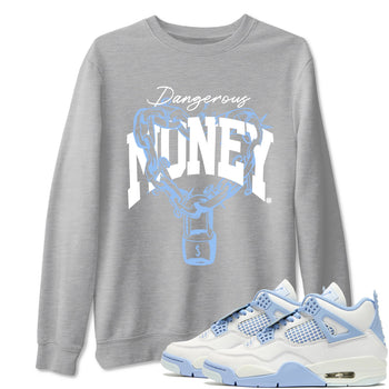 4s Forget Me Not shirts to match jordans Dangerous Money graphic tees Air Jordan 4 Forget Me Not match shoes to clothes SNRT Sneaker Tees unisex cotton Heather Grey 1 shirts