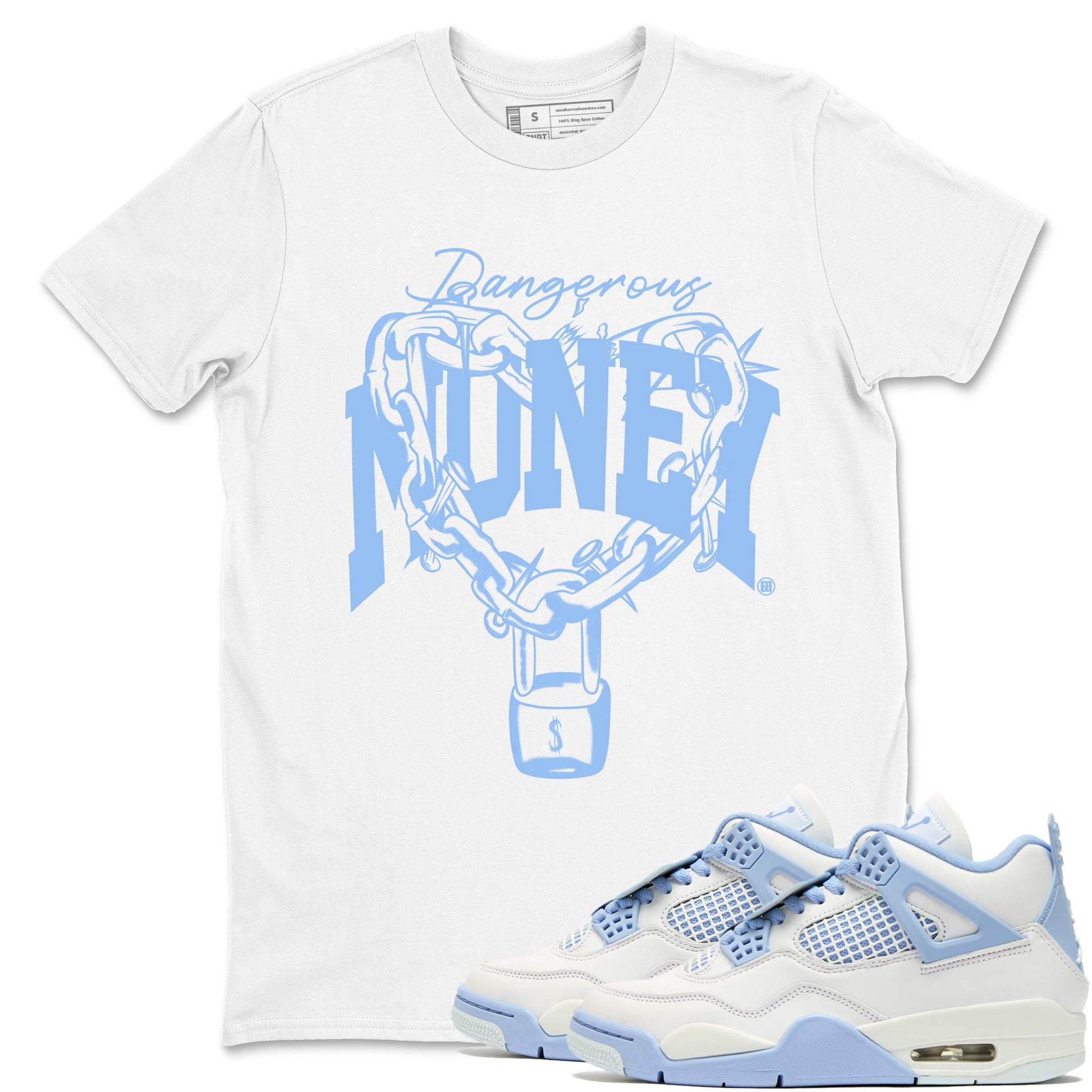 4s Forget Me Not shirts to match jordans Dangerous Money graphic tees Air Jordan 4 Forget Me Not match shoes to clothes SNRT Sneaker Tees unisex cotton White 1 shirts
