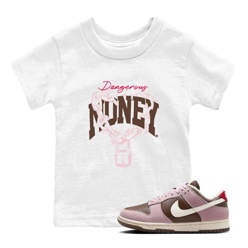 Dunk Cacao Wow And Pink Foam shirts to match jordans Dangerous Money sneaker match tees Dunk Cacao Wow And Pink Foam SNRT Sneaker Tees streetwear brand Baby and Youth White 1 cotton tee