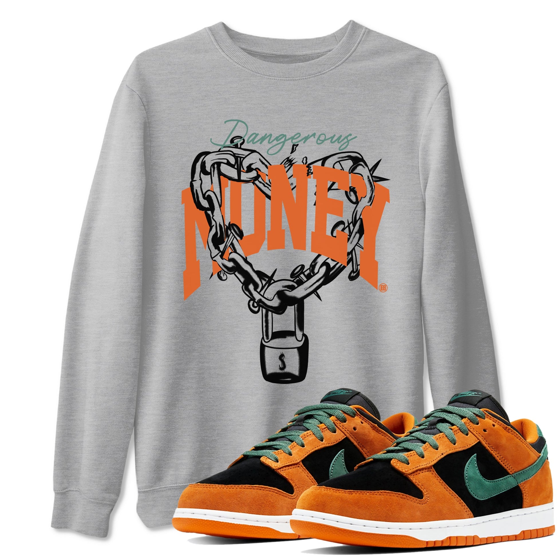 Dunk Low Ceramic shirts to match jordans Dangerous Money sneaker match tees Dunk Ceramic match shoes to clothes SNRT Sneaker Tees unisex cotton Heather Grey 1 shirts