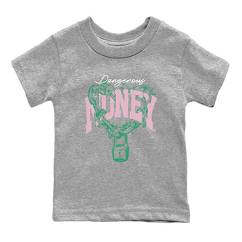 Dunk Low Medium Soft Pink Malachite shirt to match jordans Dangerous Money sneaker tees Dunks Medium Soft Pink Malachite Streetwear Brand SNRT Sneaker Release Tees baby toddler Heather Grey 2 cotton Shirt