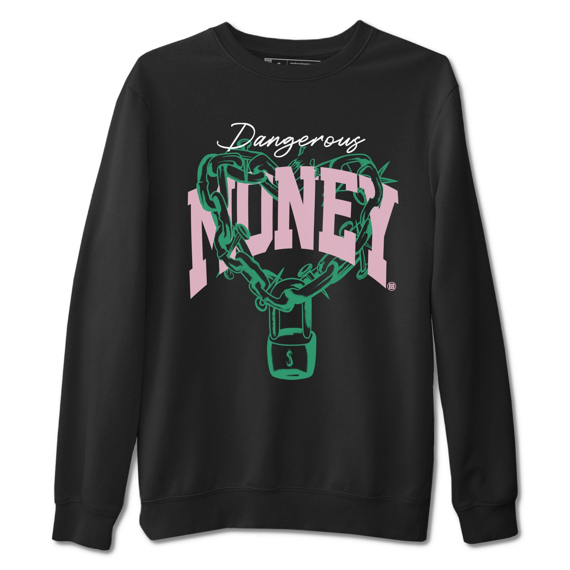 Dunk Low Medium Soft Pink Malachite shirt to match jordans Dangerous Money sneaker tees Dunks Medium Soft Pink Malachite Streetwear Brand SNRT Sneaker Release Tees unisex cotton Black 2 crew neck shirt