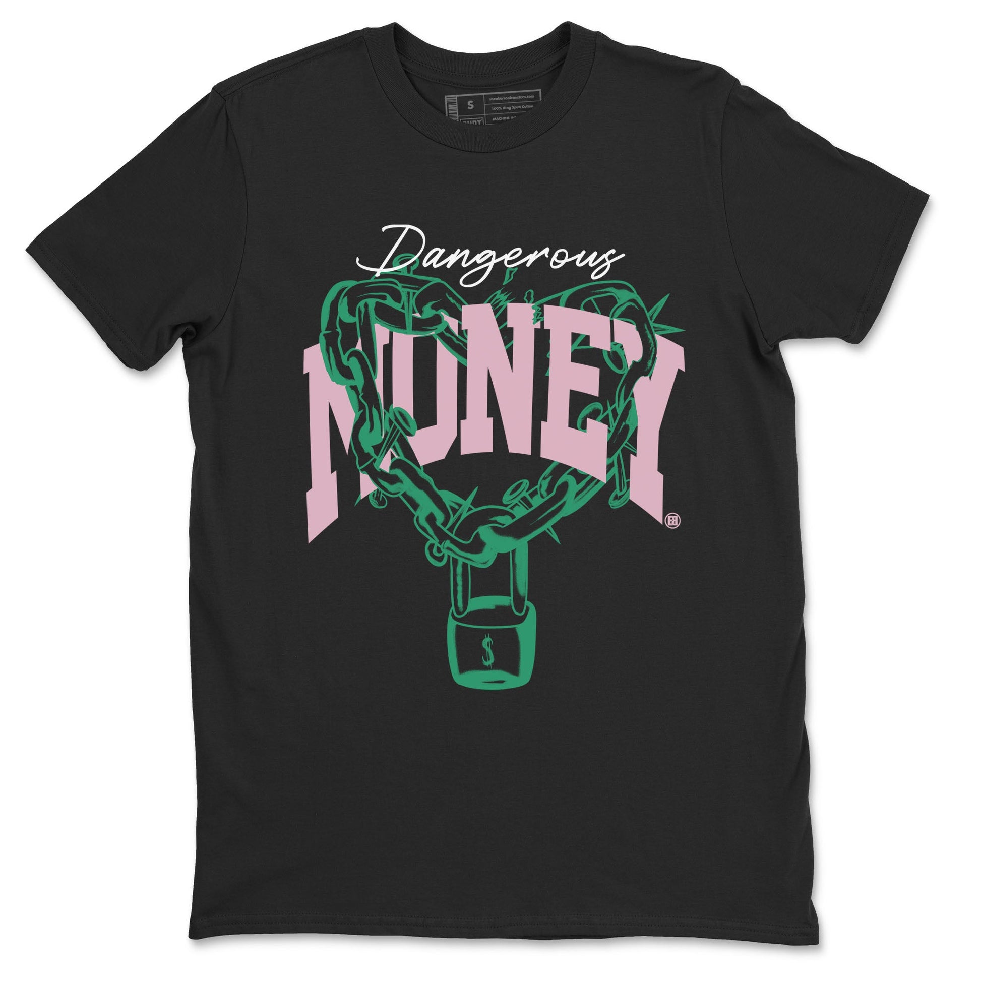 Dunk Low Medium Soft Pink Malachite shirt to match jordans Dangerous Money sneaker tees Dunks Medium Soft Pink Malachite Streetwear Brand SNRT Sneaker Release Tees unisex cotton Black 2 crew neck shirt