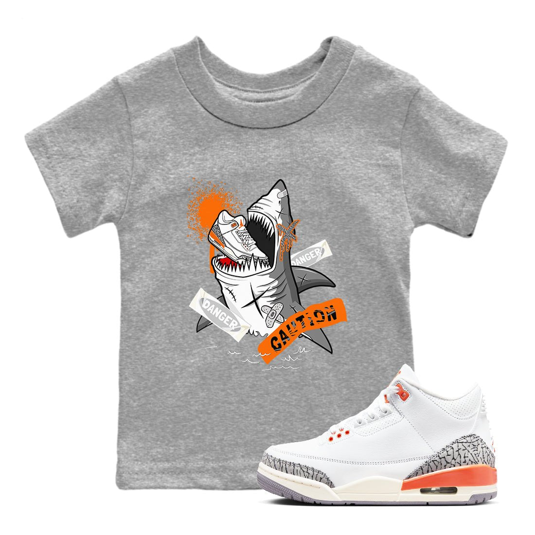 3s Georgia Peach shirt to match jordans Dangerous Shark sneaker tees Air Jordan 3 Georgia Peach SNRT sneaker release tees baby toddler Heather Grey 1 cotton Shirt