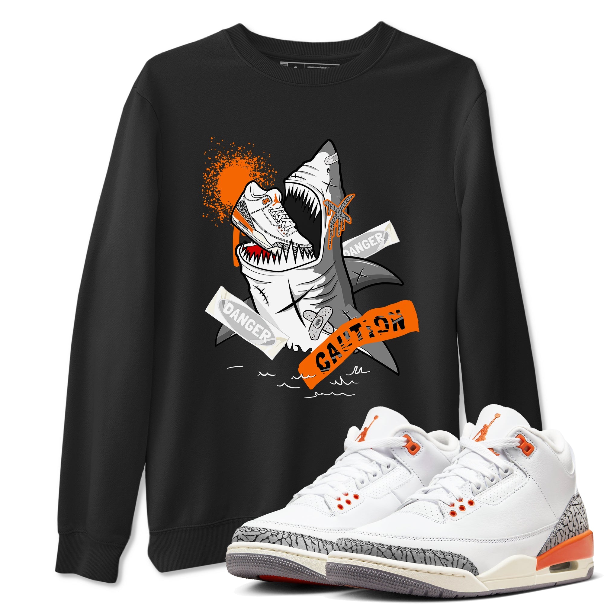 3s Georgia Peach shirt to match jordans Dangerous Shark sneaker tees Air Jordan 3 Georgia Peach SNRT Sneaker Release Tees unisex cotton Black 1 crew neck shirt