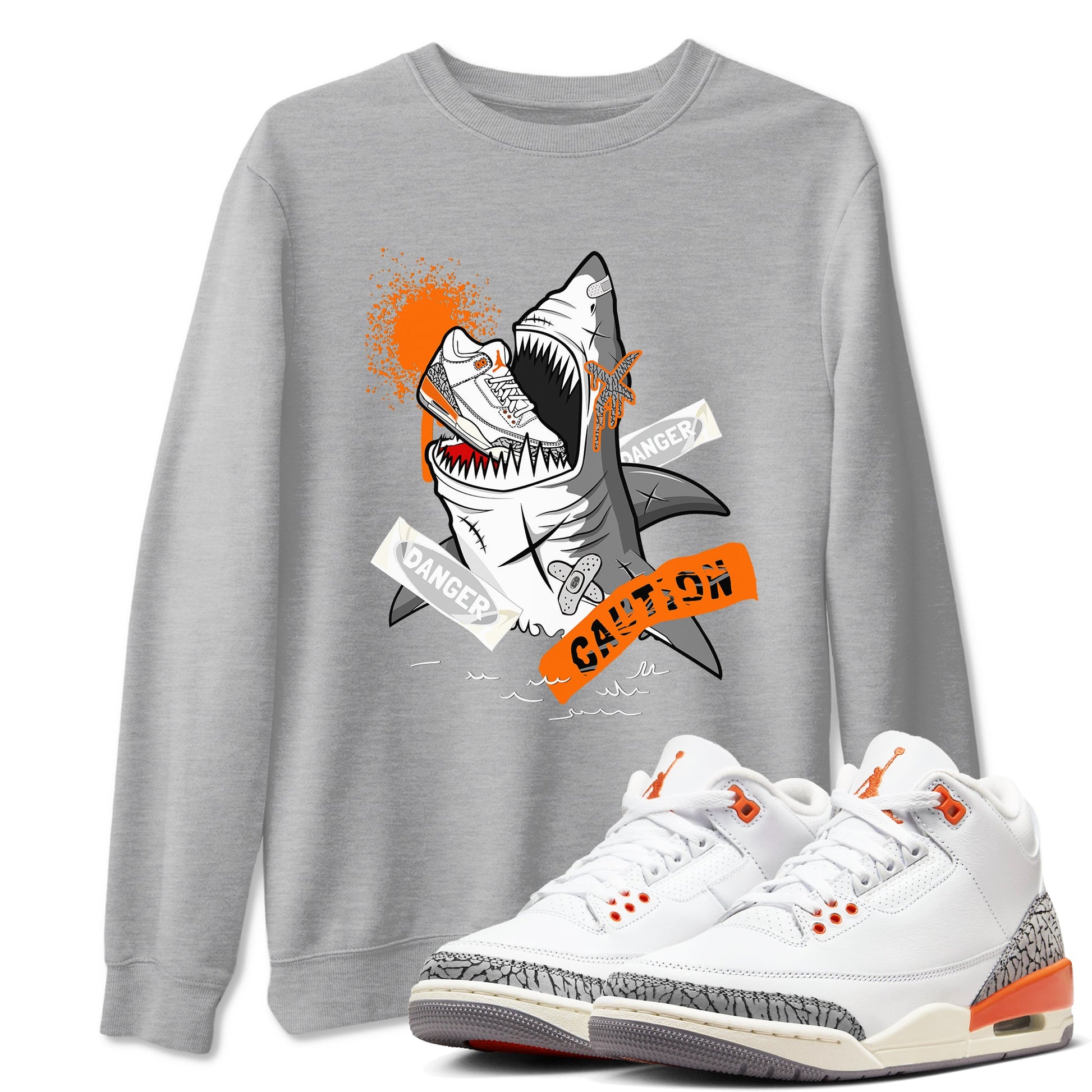 3s Georgia Peach shirt to match jordans Dangerous Shark sneaker tees Air Jordan 3 Georgia Peach SNRT Sneaker Release Tees unisex cotton Heather Grey 1 crew neck shirt