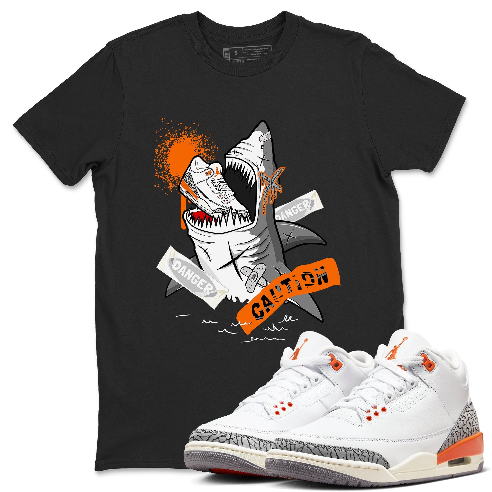 3s Georgia Peach shirt to match jordans Dangerous Shark sneaker tees Air Jordan 3 Georgia Peach SNRT Sneaker Release Tees unisex cotton Black 1 crew neck shirt