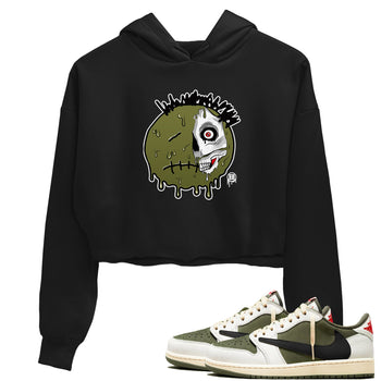 1s Travis Scott Medium Olive shirts to match jordans Dead Inside sneaker match tees Air Jordan 1 Travis Scott Medium Olive SNRT Sneaker Tees streetwear brand Black 1 crop tee
