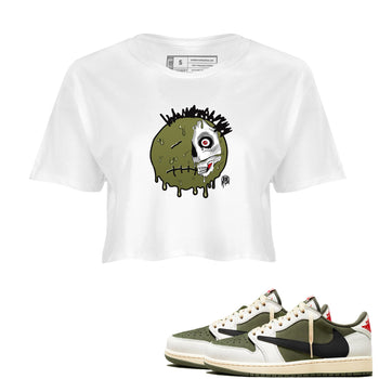 1s Travis Scott Medium Olive shirts to match jordans Dead Inside sneaker match tees Air Jordan 1 Travis Scott Medium Olive SNRT Sneaker Tees streetwear brand White 1 crop tee