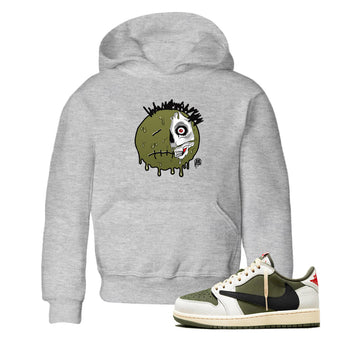 1s Travis Scott Medium Olive shirts to match jordans Dead Inside sneaker match tees Air Jordan 1 Travis Scott Medium Olive SNRT Sneaker Tees streetwear brand Baby and Youth Heather Grey 1 cotton tee