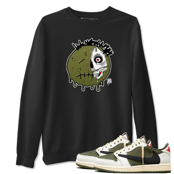 1s Travis Scott Medium Olive shirts to match jordans Dead Inside sneaker match tees Air Jordan 1 Travis Scott Medium Olive SNRT Sneaker Tees streetwear brand Black 1 unisex cotton tee