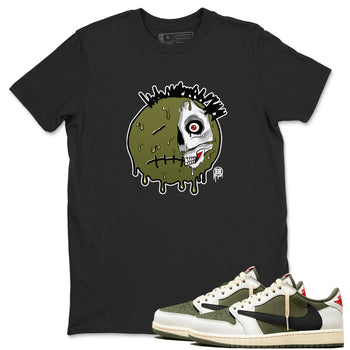 1s Travis Scott Medium Olive shirts to match jordans Dead Inside sneaker match tees Air Jordan 1 Travis Scott Medium Olive SNRT Sneaker Tees streetwear brand Black 1 unisex cotton tee