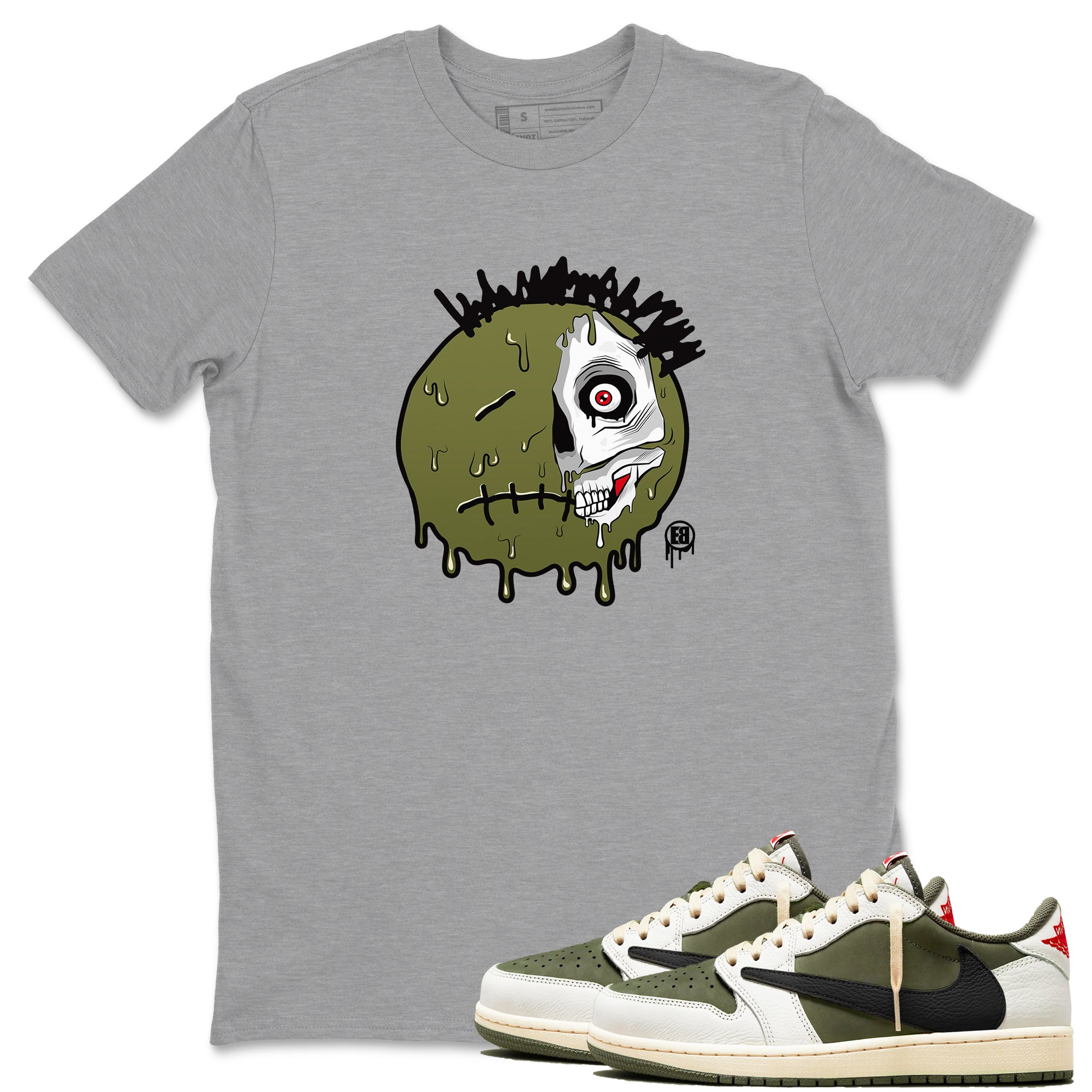 1s Travis Scott Medium Olive shirts to match jordans Dead Inside sneaker match tees Air Jordan 1 Travis Scott Medium Olive SNRT Sneaker Tees streetwear brand Heather Grey 1 unisex cotton tee
