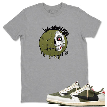 1s Travis Scott Medium Olive shirts to match jordans Dead Inside sneaker match tees Air Jordan 1 Travis Scott Medium Olive SNRT Sneaker Tees streetwear brand Heather Grey 1 unisex cotton tee
