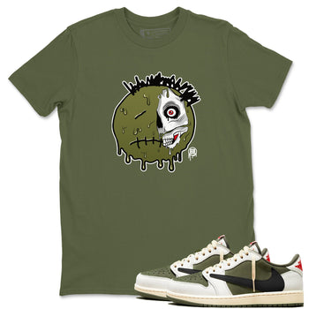 1s Travis Scott Medium Olive shirts to match jordans Dead Inside sneaker match tees Air Jordan 1 Travis Scott Medium Olive SNRT Sneaker Tees streetwear brand Military Green 1 unisex cotton tee