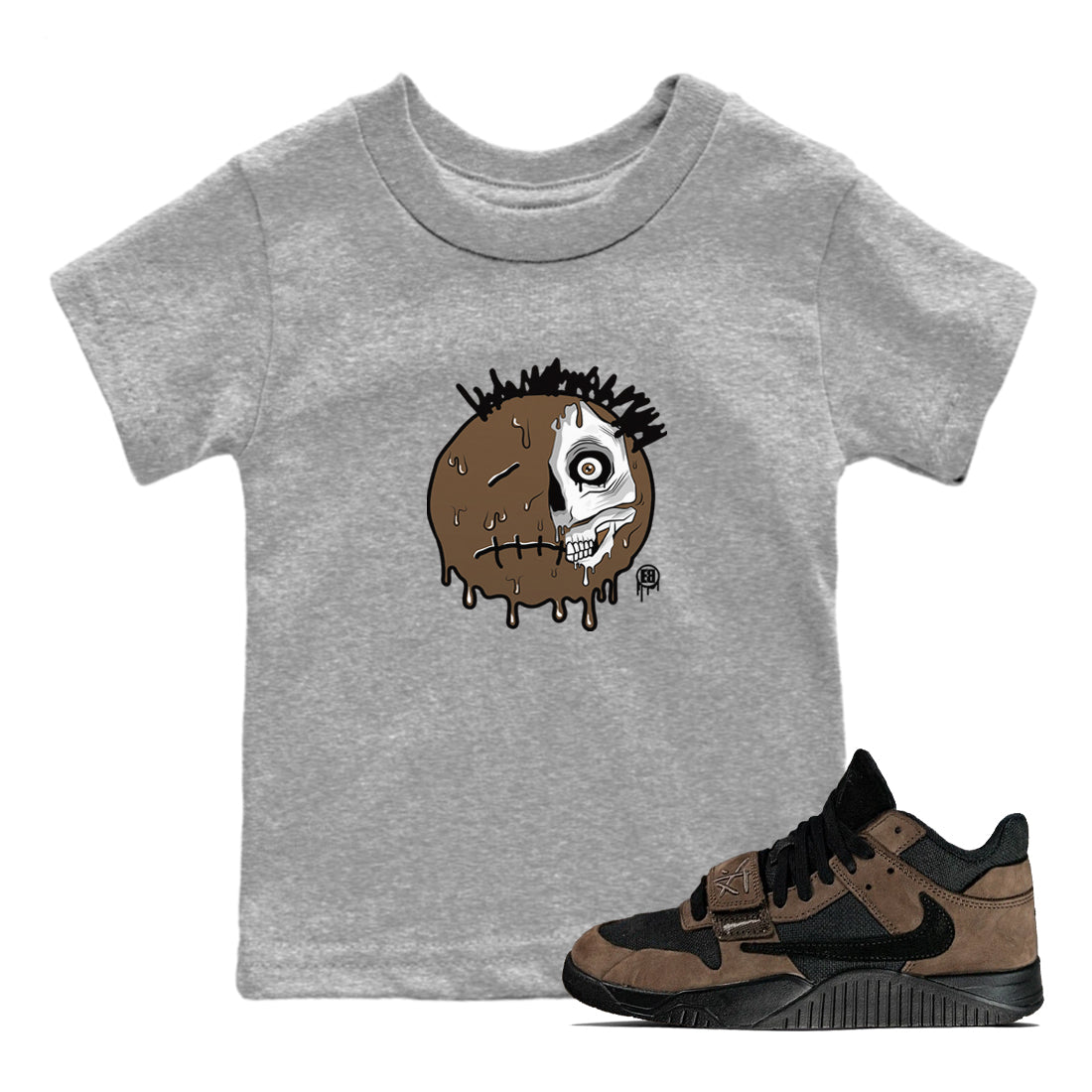 Jordan Jumpman Jack Travis Scott Dark Mocha shirts to match jordans Dead Inside sneaker match tees Jordan Jumpman Jack Travis Scott Dark Mocha SNRT Sneaker Tees streetwear brand Baby and Youth Heather Grey 1 cotton tee