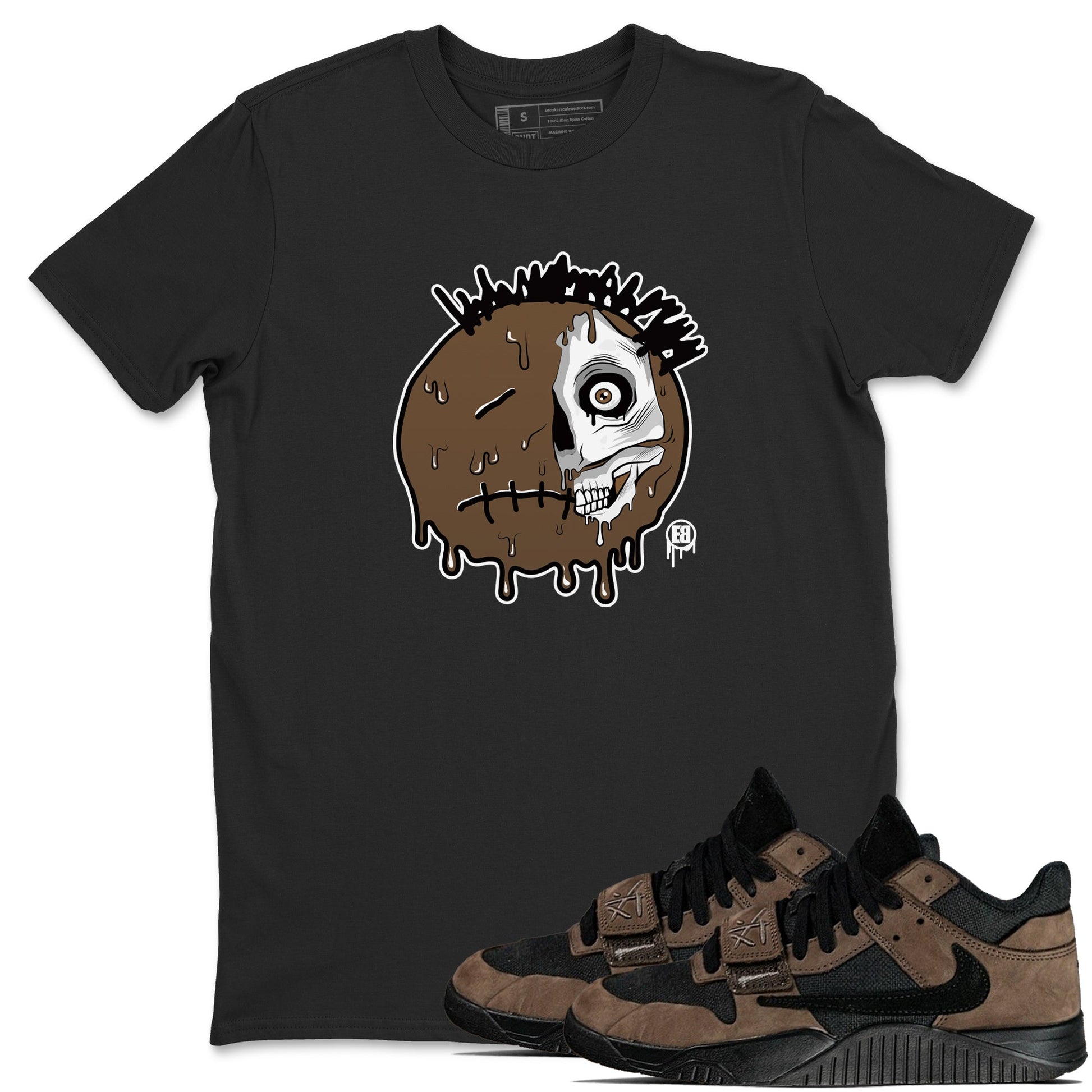 Jordan Jumpman Jack Travis Scott Dark Mocha shirts to match jordans Dead Inside sneaker match tees Jordan Jumpman Jack Travis Scott Dark Mocha SNRT Sneaker Tees streetwear brand Black 1 unisex cotton tee