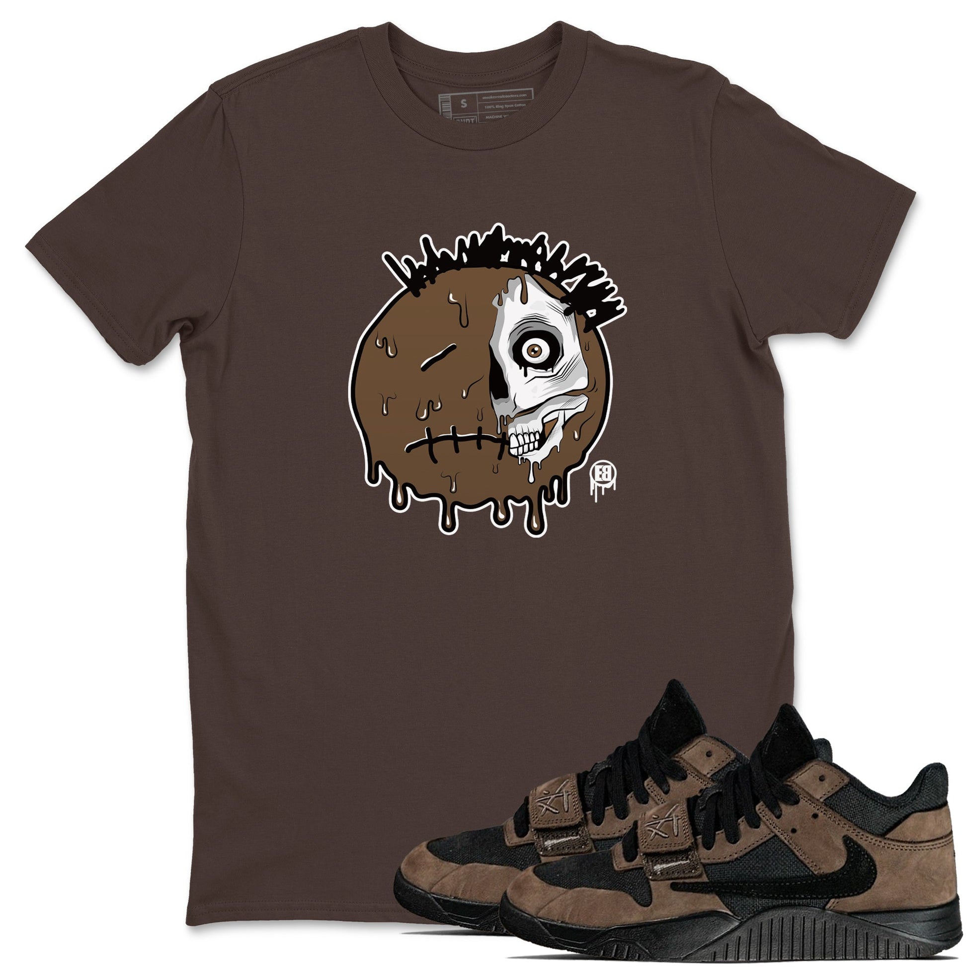 Jordan Jumpman Jack Travis Scott Dark Mocha shirts to match jordans Dead Inside sneaker match tees Jordan Jumpman Jack Travis Scott Dark Mocha SNRT Sneaker Tees streetwear brand Dark Chocolate 1 unisex cotton tee