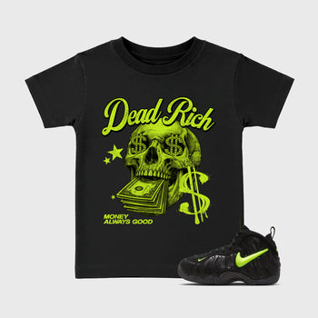 Sneaker match tees – Sneaker Tees To Match Air Foamposite Pro Black Shoes – Dead Rich Kids T-Shirt Black 1