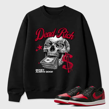 Sneaker match tees – Sneaker Tees To Match Air Jordan 1 Banned Shoes – Dead Rich Tee Black 1