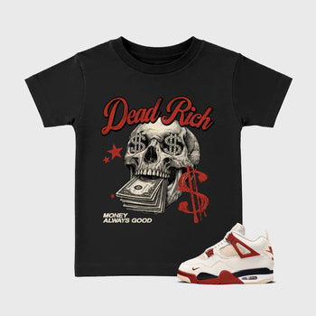 Perfect Sneakerhead Fashion Outfits – Sneaker Tees To Match Air Jordan 4 Brick After Brick Shoes – Dead Rich Kids Graphic T-Shirt Black 1