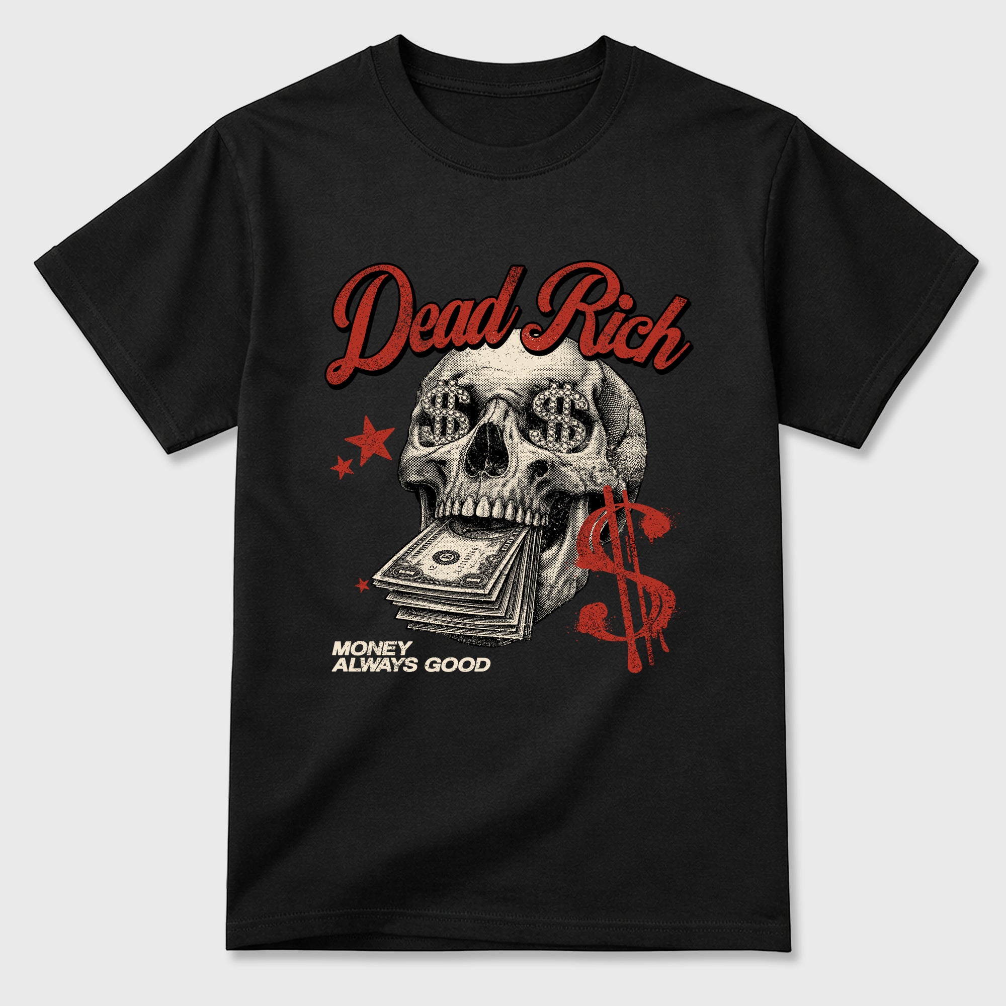 Perfect Sneakerhead Fashion Outfits – Sneaker Tees To Match Air Jordan 4 Brick After Brick Shoes – Dead Rich Graphic Tee Black 2