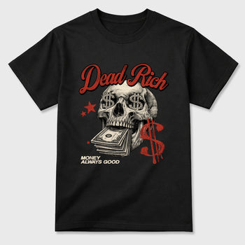 Perfect Sneakerhead Fashion Outfits – Sneaker Tees To Match Air Jordan 4 Brick After Brick Shoes – Dead Rich Graphic Tee Black 2