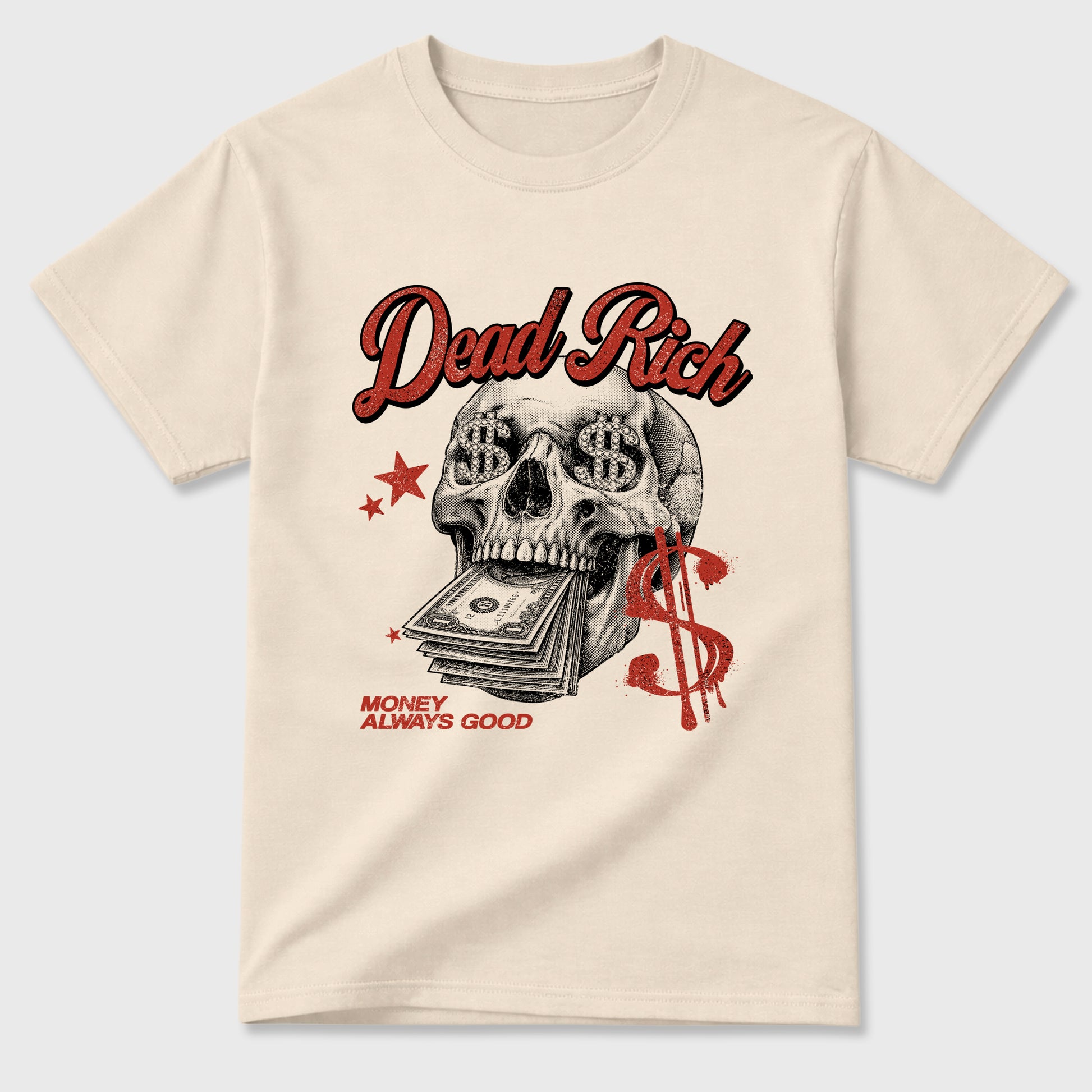 Perfect Sneakerhead Fashion Outfits – Sneaker Tees To Match Air Jordan 4 Brick After Brick Shoes – Dead Rich Graphic Tee Natural 2