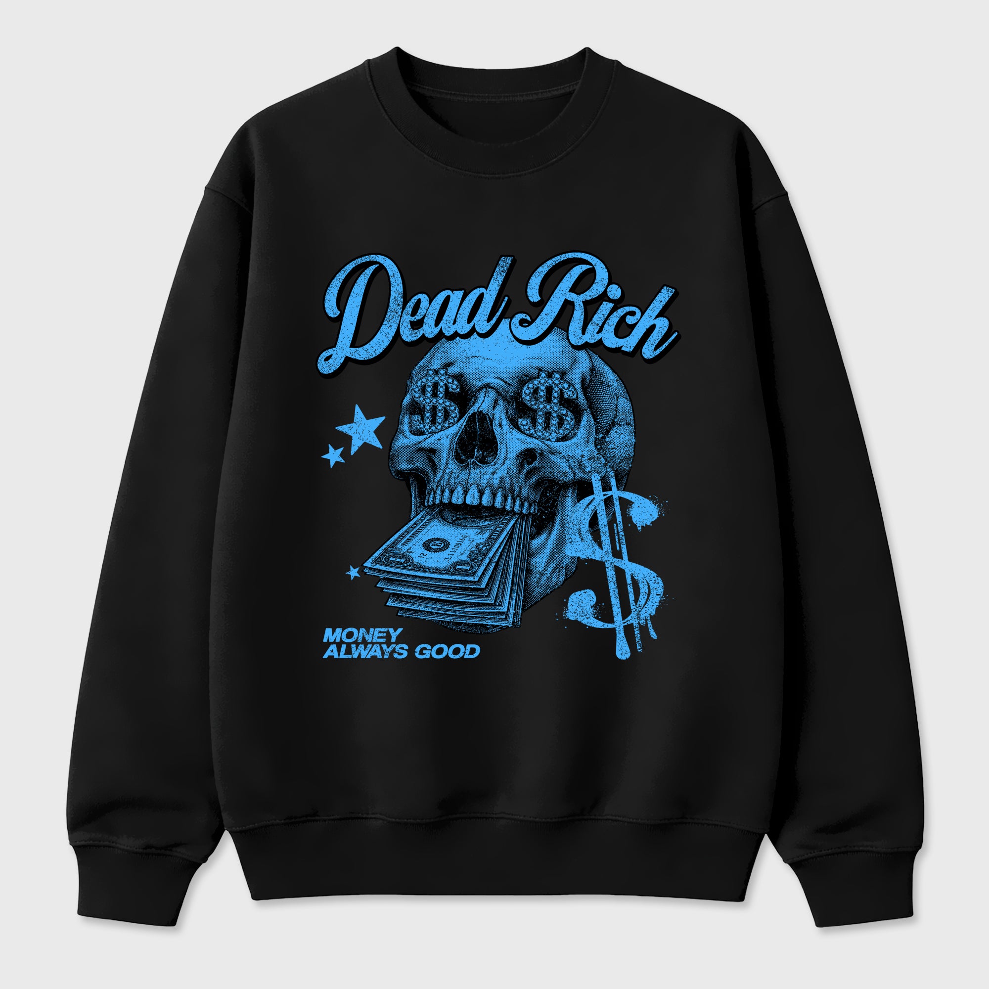 Dead Rich Graphic T-Shirt sneaker match tee designed for the Air Jordan 5 Black Carolina, featuring coordinated color options for a perfect streetwear match. Black 2 shirt.