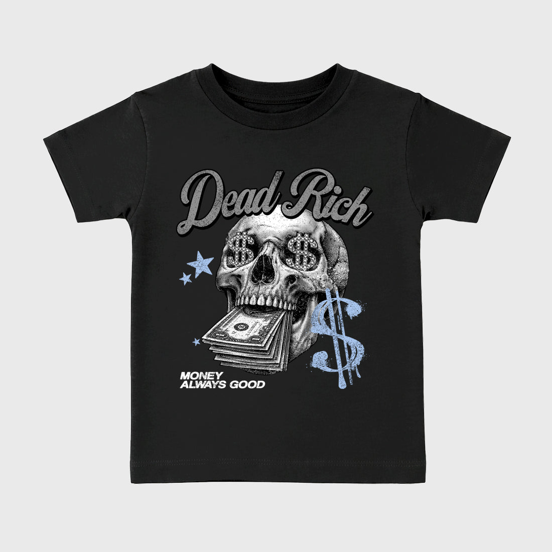 Perfect Sneakerhead Fashion Outfits – Sneaker Tees To Match Air Jordan 5 White Metallic Shoes – Dead Rich Kids Graphic T-Shirt Black 2