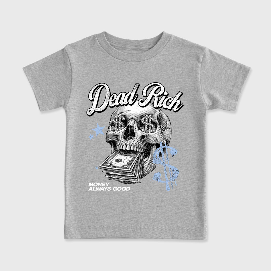 Perfect Sneakerhead Fashion Outfits – Sneaker Tees To Match Air Jordan 5 White Metallic Shoes – Dead Rich Kids Graphic T-Shirt Heather Grey 2