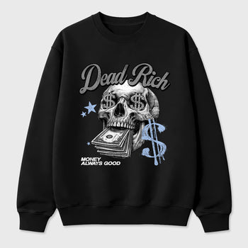 Perfect Sneakerhead Fashion Outfits – Sneaker Tees To Match Air Jordan 5 White Metallic Shoes – Dead Rich Graphic Tee Black 2