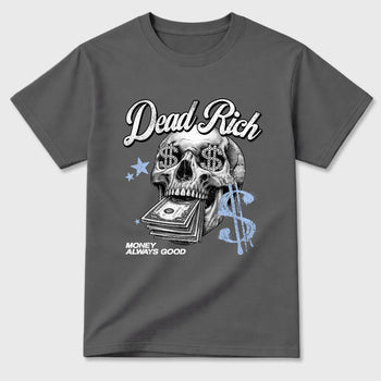 Perfect Sneakerhead Fashion Outfits – Sneaker Tees To Match Air Jordan 5 White Metallic Shoes – Dead Rich Graphic Tee Cool Grey 2