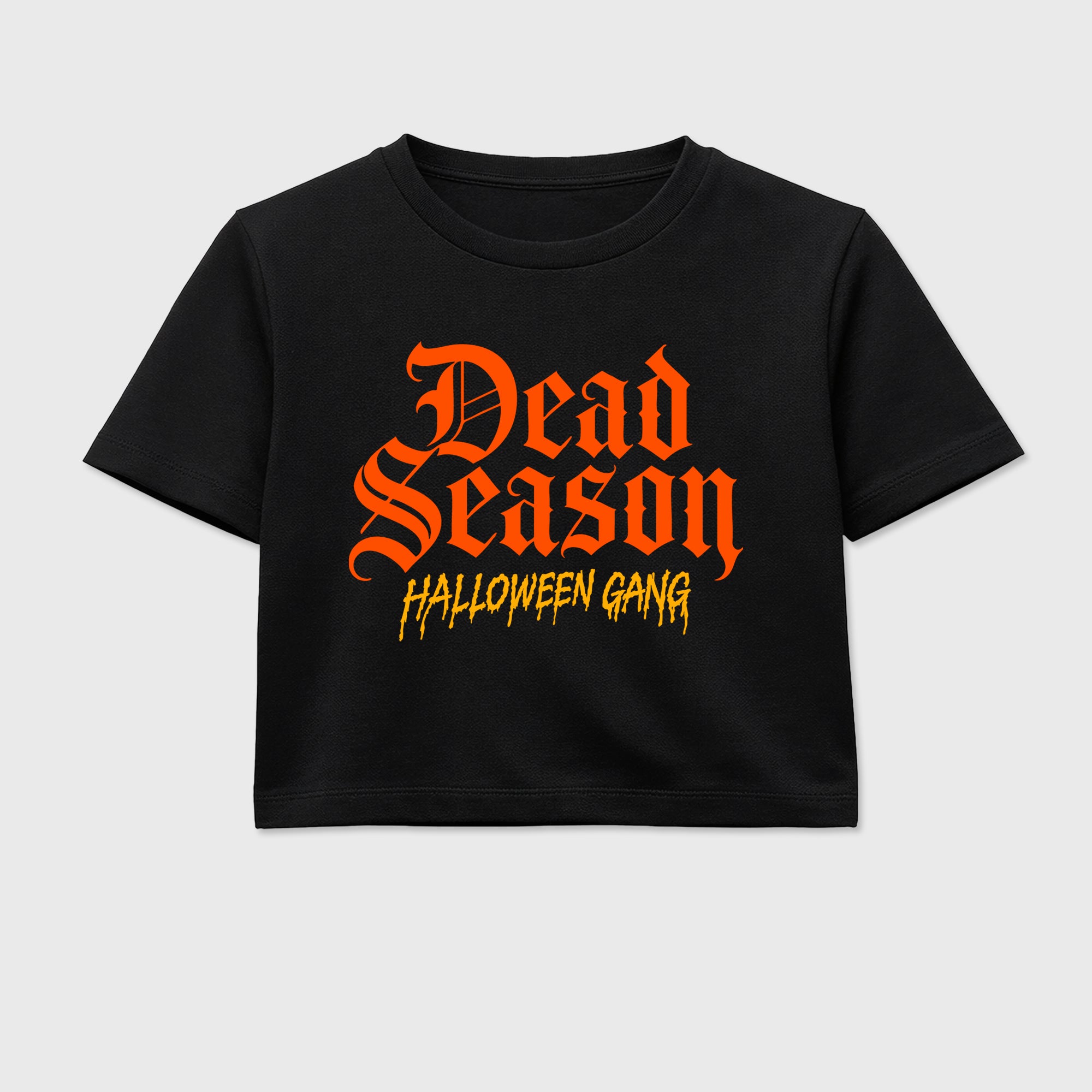 Dead Season women’s crop tee designed to match the Halloween, featuring coordinated Black 2 options for a perfect streetwear vibe.