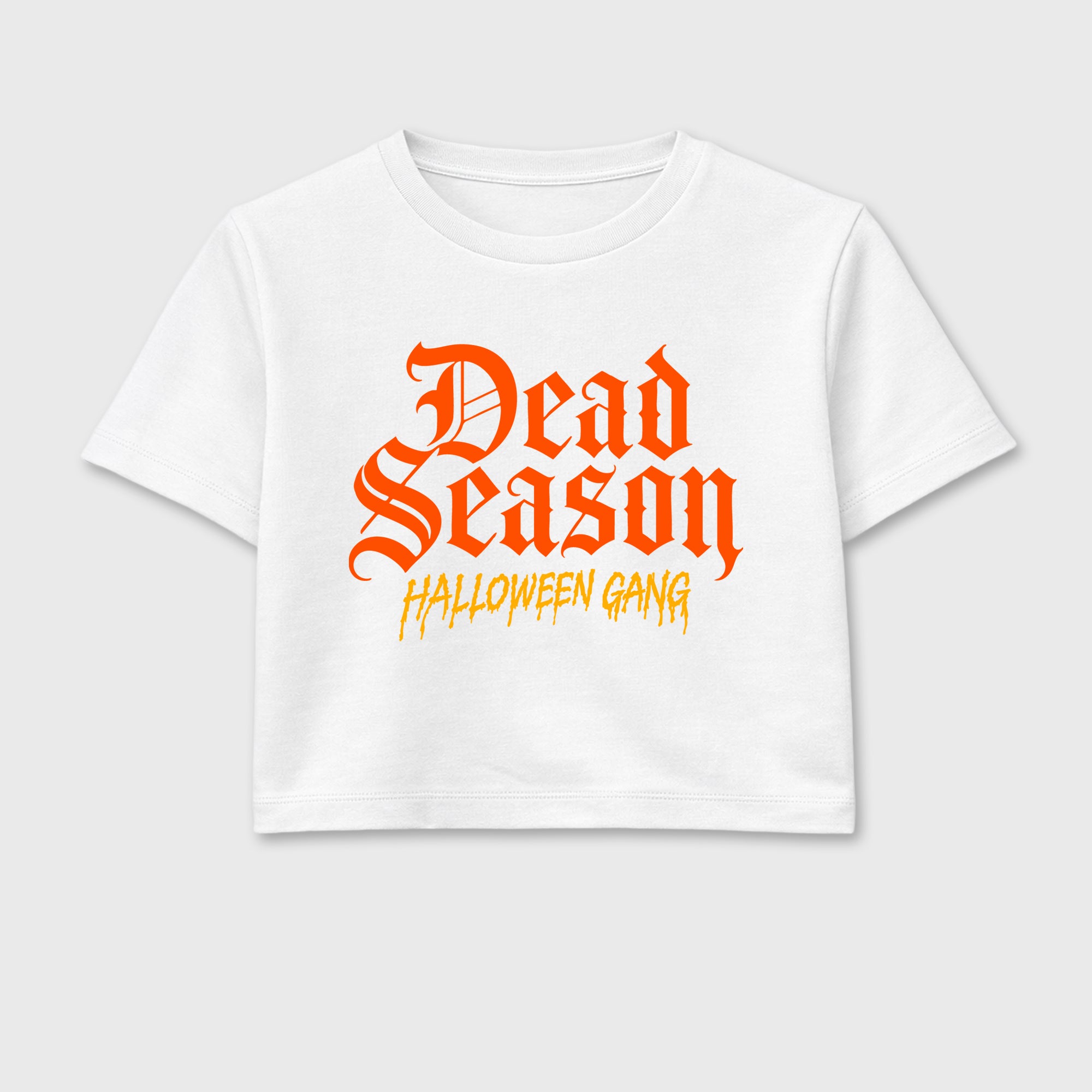 Dead Season women’s crop tee designed to match the Halloween, featuring coordinated White 2 options for a perfect streetwear vibe.