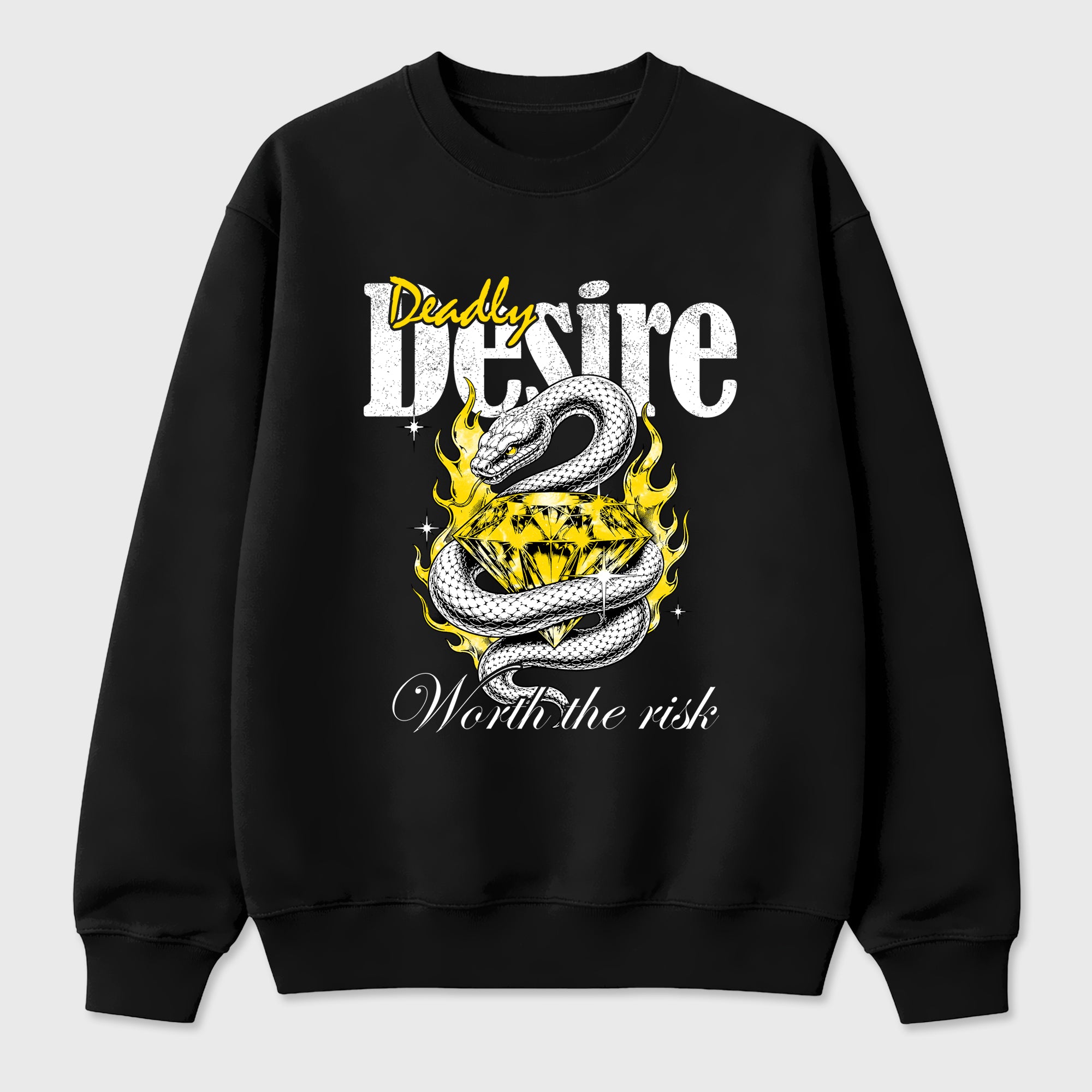 Deadly Desire Graphic T-Shirt featuring original streetwear artwork designed to match the Air Jordan 4 Tour Yellow. Black 2 Graphic Tee.