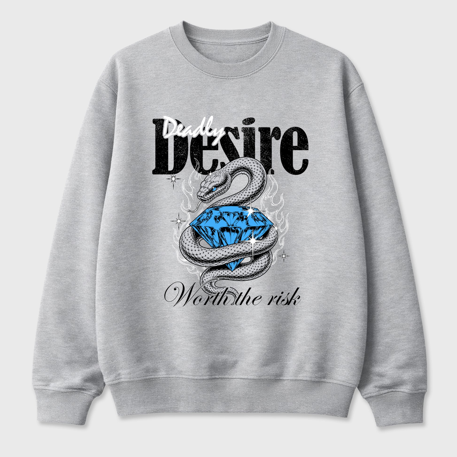 Deadly Desire Graphic T-Shirt sneaker match tee designed for the Air Jordan 5 Black University Blue, featuring coordinated color options for a perfect streetwear match. Heather Grey 2 shirt.
