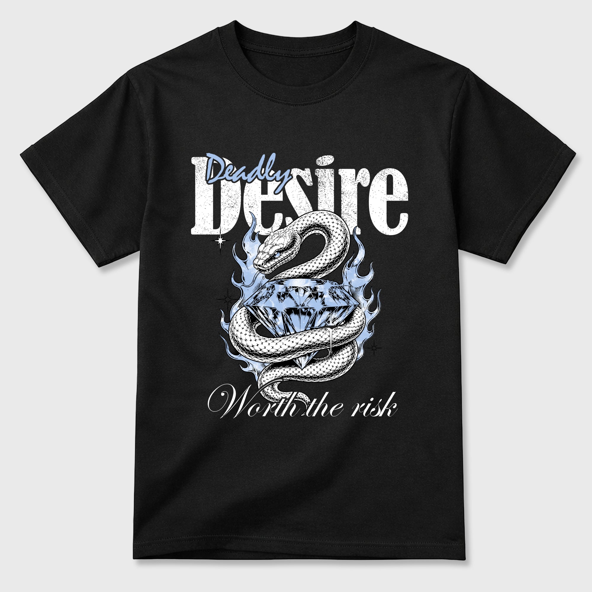 Deadly Desire Graphic T-Shirt featuring original streetwear artwork designed to match the Air Jordan 6 Black and White. Black 2 Graphic T-Shirt.